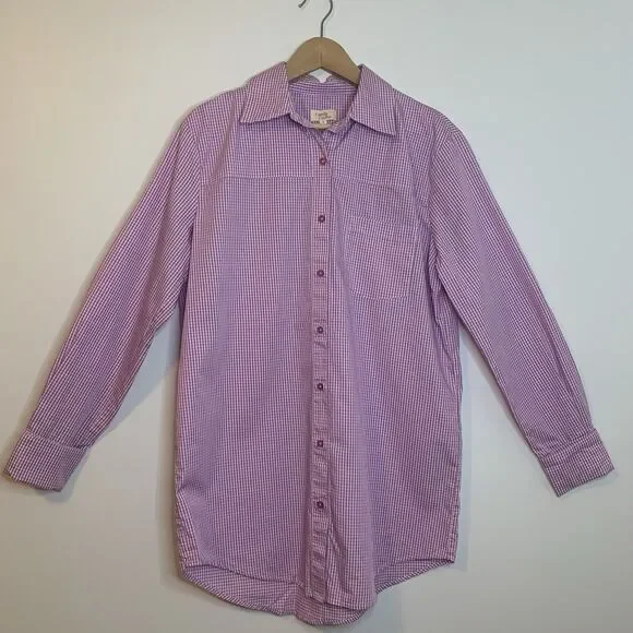 Camila Coelho Elliot Shirt Dress Gingham Check Pink Lilac White - Small - Picture 3 of 16